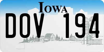 IA license plate DOV194