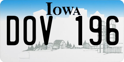 IA license plate DOV196