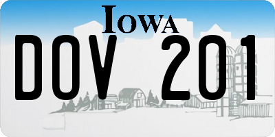 IA license plate DOV201