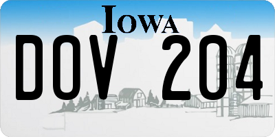 IA license plate DOV204