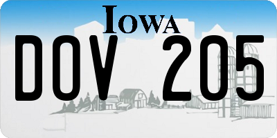 IA license plate DOV205