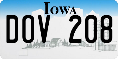 IA license plate DOV208