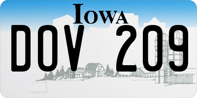 IA license plate DOV209