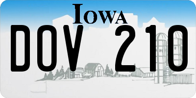 IA license plate DOV210