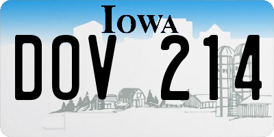 IA license plate DOV214