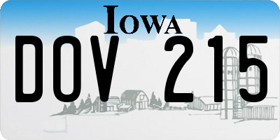 IA license plate DOV215