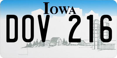 IA license plate DOV216
