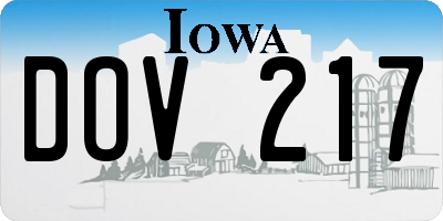 IA license plate DOV217