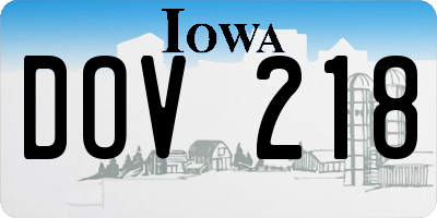 IA license plate DOV218