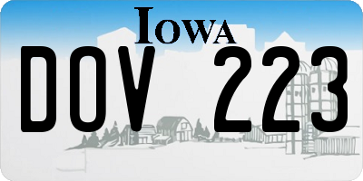 IA license plate DOV223