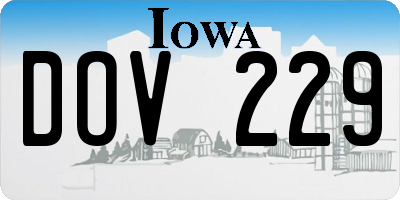 IA license plate DOV229