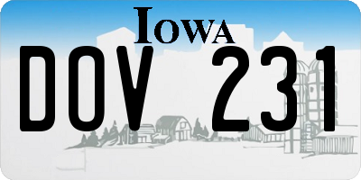 IA license plate DOV231