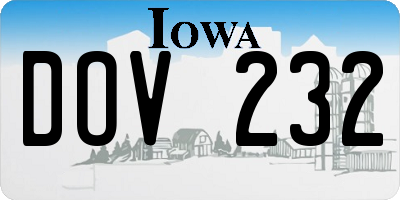 IA license plate DOV232