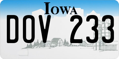 IA license plate DOV233