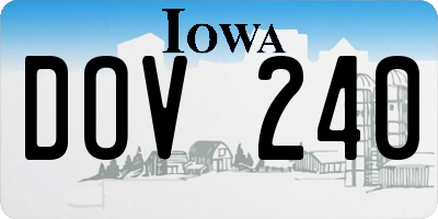 IA license plate DOV240