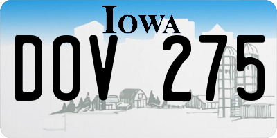 IA license plate DOV275