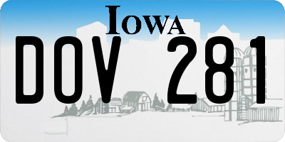 IA license plate DOV281