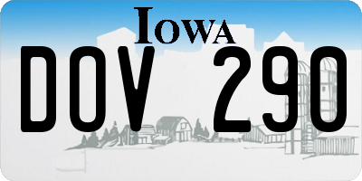 IA license plate DOV290