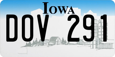 IA license plate DOV291