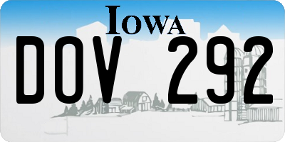 IA license plate DOV292