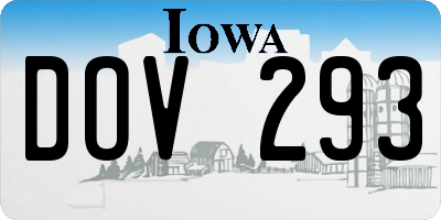 IA license plate DOV293