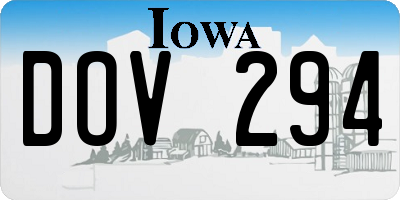 IA license plate DOV294