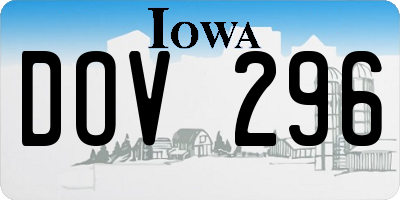 IA license plate DOV296