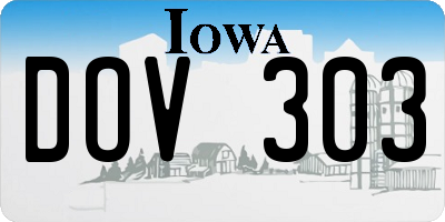 IA license plate DOV303