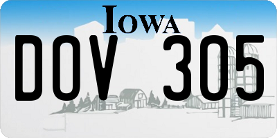 IA license plate DOV305