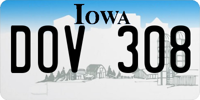 IA license plate DOV308
