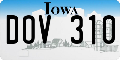 IA license plate DOV310
