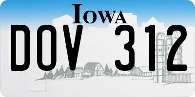 IA license plate DOV312