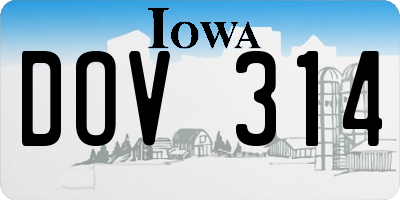 IA license plate DOV314
