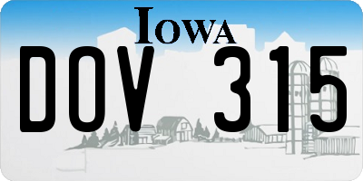 IA license plate DOV315