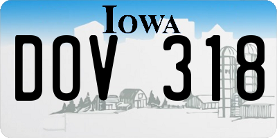 IA license plate DOV318