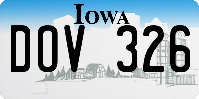 IA license plate DOV326