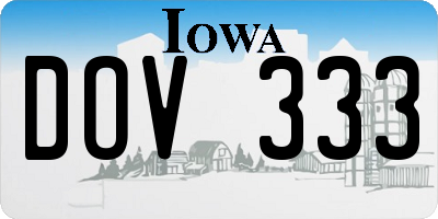 IA license plate DOV333
