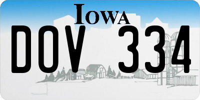 IA license plate DOV334