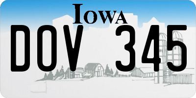 IA license plate DOV345