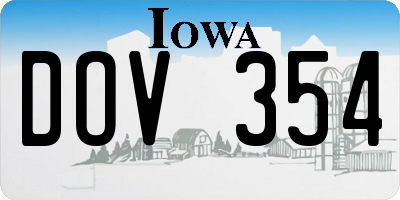 IA license plate DOV354