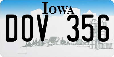 IA license plate DOV356