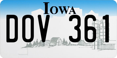 IA license plate DOV361