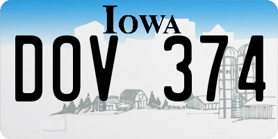 IA license plate DOV374