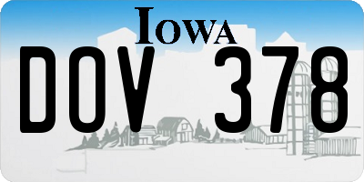 IA license plate DOV378