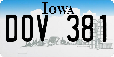 IA license plate DOV381