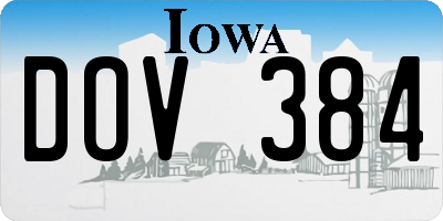 IA license plate DOV384