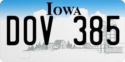 IA license plate DOV385