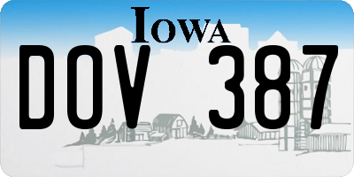 IA license plate DOV387