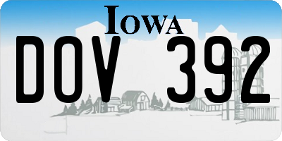 IA license plate DOV392