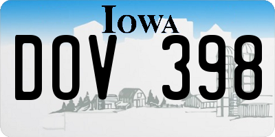 IA license plate DOV398